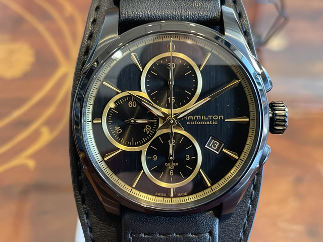 ハミルトン 腕時計 HAMILTON  ブラック＆ゴールド コレクション ジャズマスター オート クロノ Auto Chrono 42mm H32506730｜yuubido-oyabu