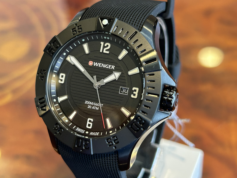 【あすつく】 ウェンガー WENGER 腕時計 Seaforce シーフォース 43mm ブラック文字盤 01.0641.134 クォーツ 国内正規品