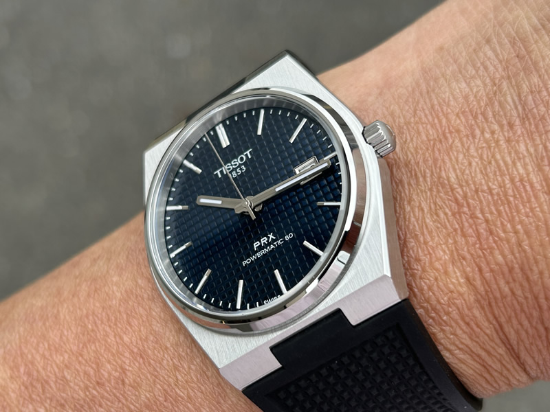 ティソ 腕時計 TISSOT PRX ピーアールエックス ラグジュアリー スポーツ パワーマティック80 ブルー文字盤 ラバーストラップ仕様  T1374071704100