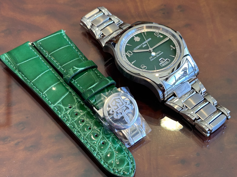 クエルボイソブリノス 腕時計 Cuervo y Sobrinos 世界限定200本 ロブスト チャーチル ・ サーウインストン 希少限定モデル Ref.2810B-1SWG 替えストラップ付｜yuubido-oyabu｜14
