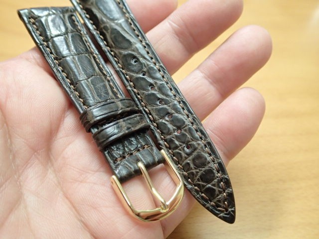 18mm〜 20mm 時計バンド (腕時計) ベルト クロコダイル ワニ チョコ