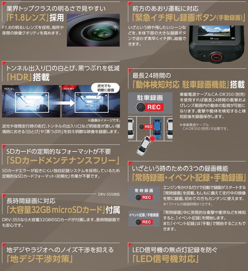 JVCケンウッド DRV-355 ドライブレコーダー ケンウッド : 癒香の