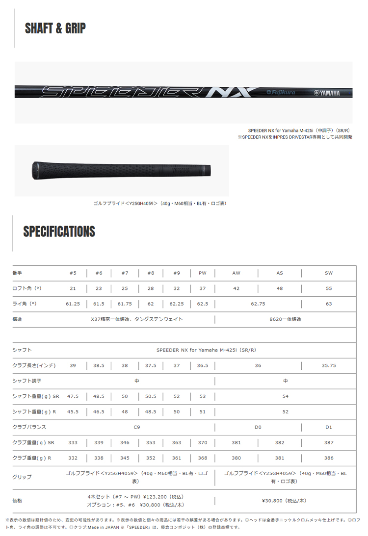 DRIVESTAR YAMAHA inpres TYPE/D IRON ヤマハ インプレス ドライブ