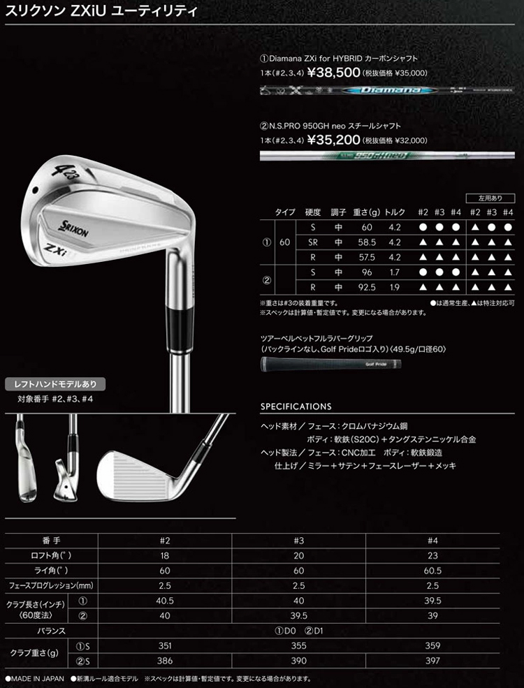 SRIXON スリクソン ZXiU ユーティリティ アイアン Diamana ZXi