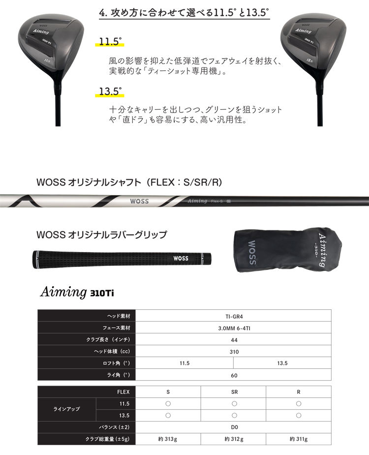 WOSS（ウォズ） WOSS GOLF Aiming 310Ti ミニドライバー エイミング