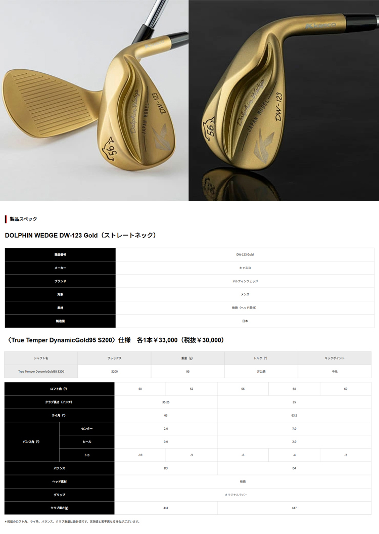 Dolphin Wedge 限定仕様 キャスコ ドルフィン ウエッジ DW-123 Gold