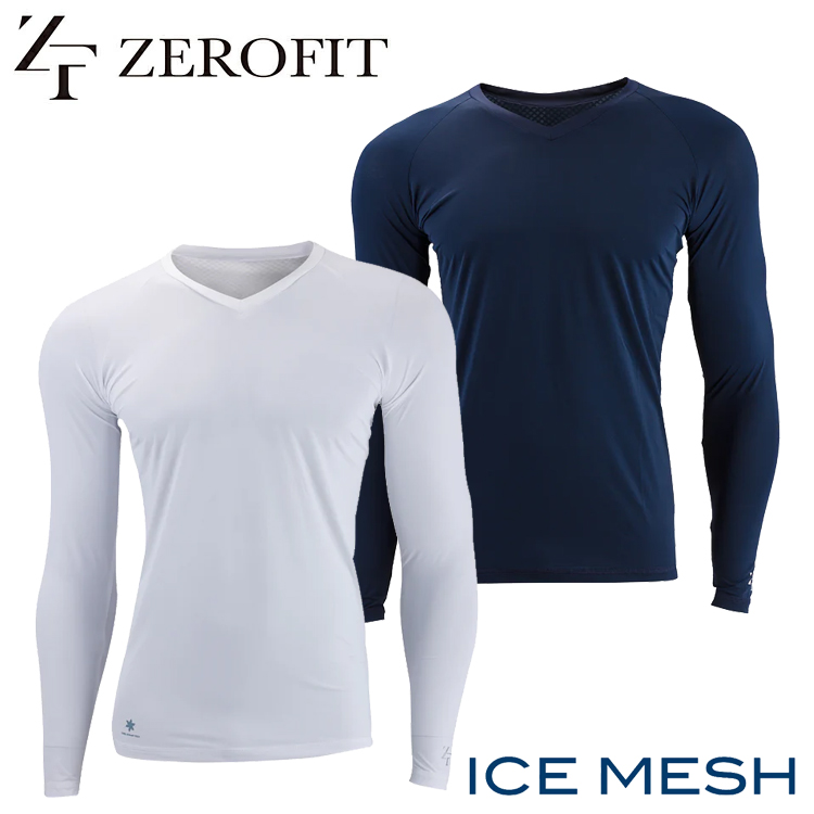 ZEROFIT ICE MESH アンダーウェア　Ｖネックホワイト Ｓサイズ ICE MESH アイスメッシュ Vネック長袖アンダーウェア（ユニ