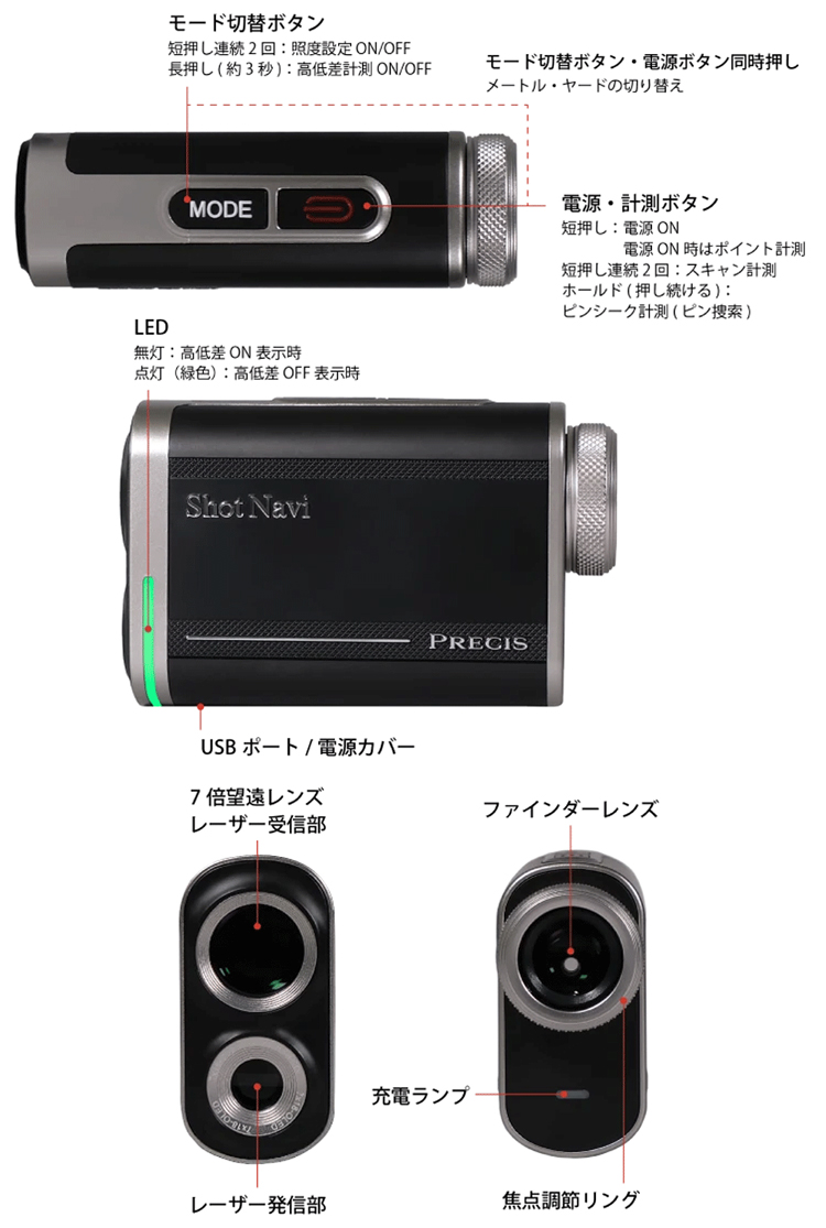 ShotNavi（ショットナビ） ゴルフ Shot Navi PRECIS レーザー距離計測