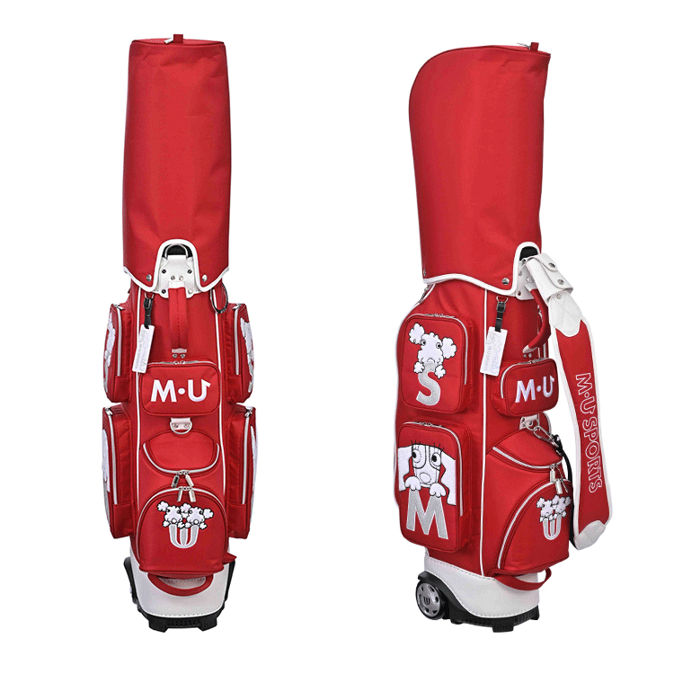 ＭＵ.ＳＰＯＲＴＳ キャリー付キャディバッグ【レッド）新品同様！ MU.SPORTS キャリー付キャディバッグ【レッド）新品同様
