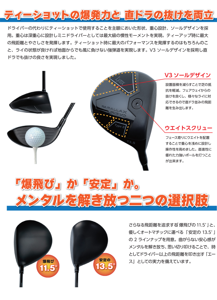 Lynx（リンクス） PARALLAX 345 MD ミニ ドライバー パララックス 345