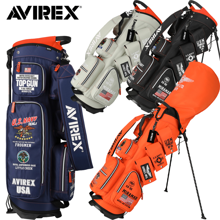 新品 AVIREX アヴィレックスゴルフ スタンド キャディバッグ ブラック アヴィレックス AVIREX 《AVIREX GOLF/アヴィレックスゴルフ