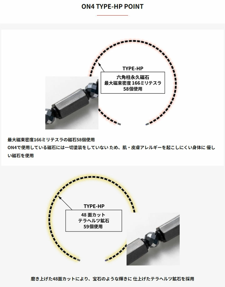 ON4 オンフォー TYPE-HP 磁気ネックレス TERA 男女兼用 医療機器 磁気