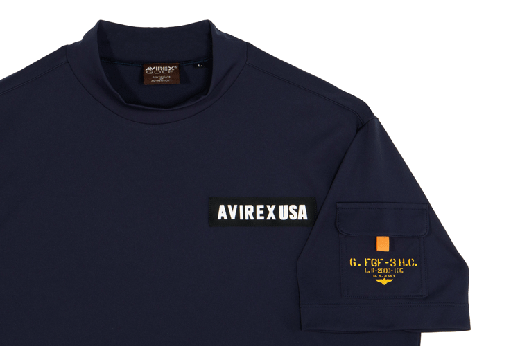 【美品】AVIREX GOLF アヴィレックス モックネック ストレッチTシャツ AVIREX GOLF アヴィレックスゴルフ メンズ S/S アイコン モック