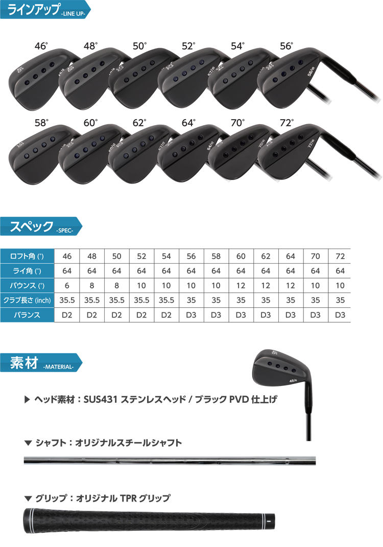 無刻印 ウェッジ CNC加工 フォードット ブラックエディション