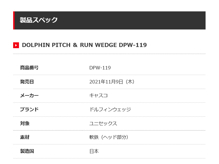 Dolphin Wedge キャスコ ドルフィン ピッチ ＆ ラン ウエッジ DPW-119
