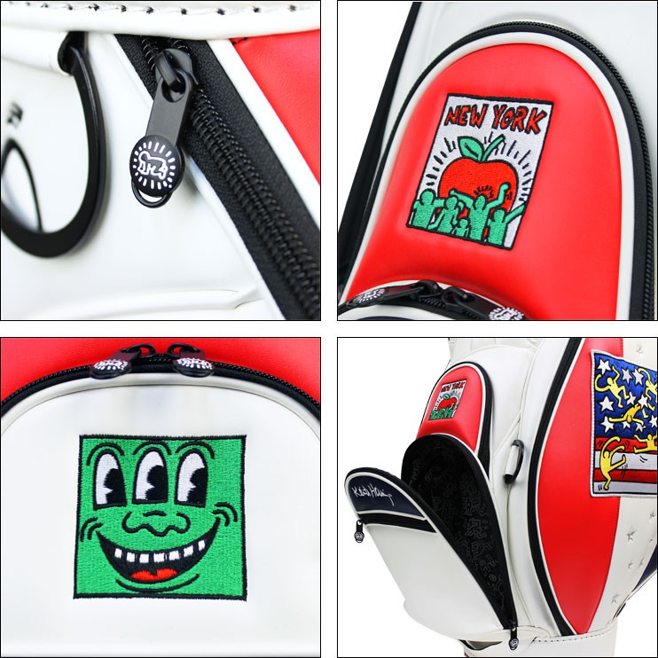 ☆美品☆ビームスゴルフ×キースヘリング モックネックシャツ エンボス加工 M キースヘリング ゴルフ シグネチャー キャディバッグ American