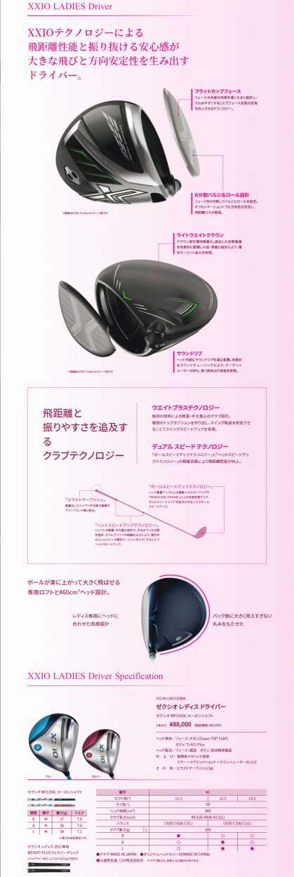 ダンロップ レディース ゼクシオ 2021 ドライバー MP1200L