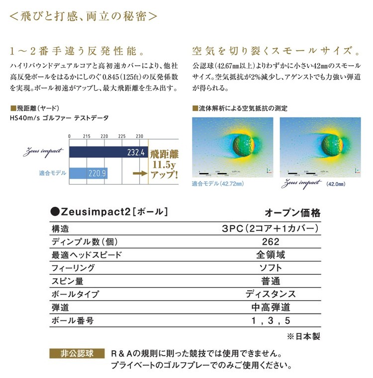 kasco キャスコ Kasco ゼウスインパクト 2 高反発 ゴルフボール