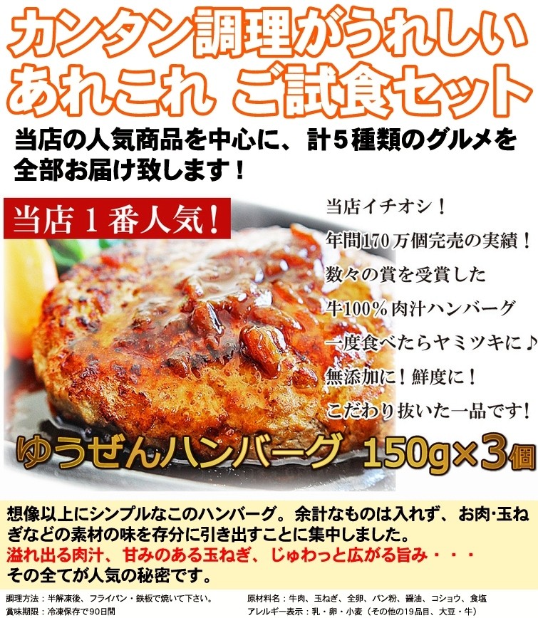 無添加 牛肉100% お試し ハンバーグ 