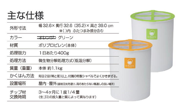 家庭用 生ごみ処理機 ル・カエル 基本セット SKS-110型 グリーン 助成