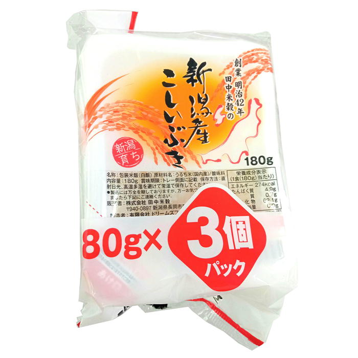 創業明治42年田中米穀の 新潟産 こしいぶき パックごはん 180g 3個パック×8入り 白米 ご飯 :tnk-2203-24p:Antelヤフー店  - 通販 - Yahoo!ショッピング