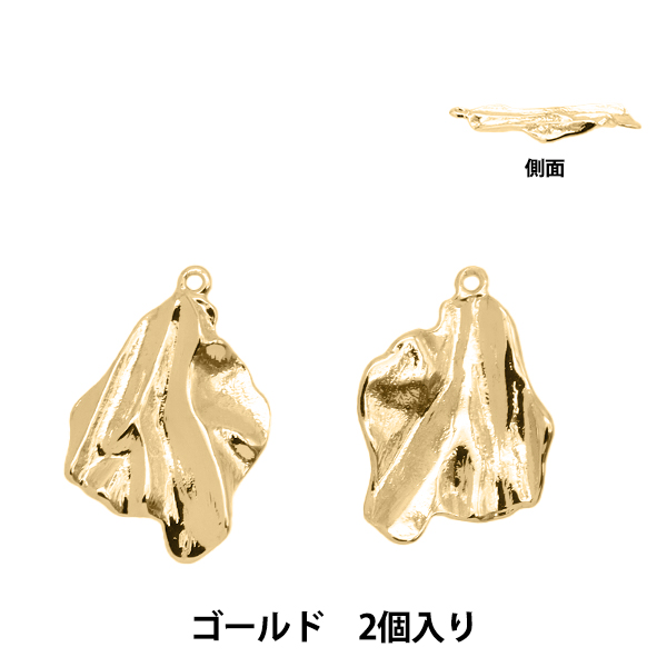アクセサリー素材 『メタルパーツ ウェーブ カン付 2個入り ゴールド CM5451-201』｜yuzawaya