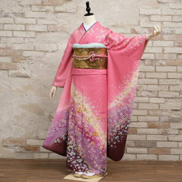 京都きもの友禅 振袖 中古 フルセット 成人式 Mサイズ 花柄