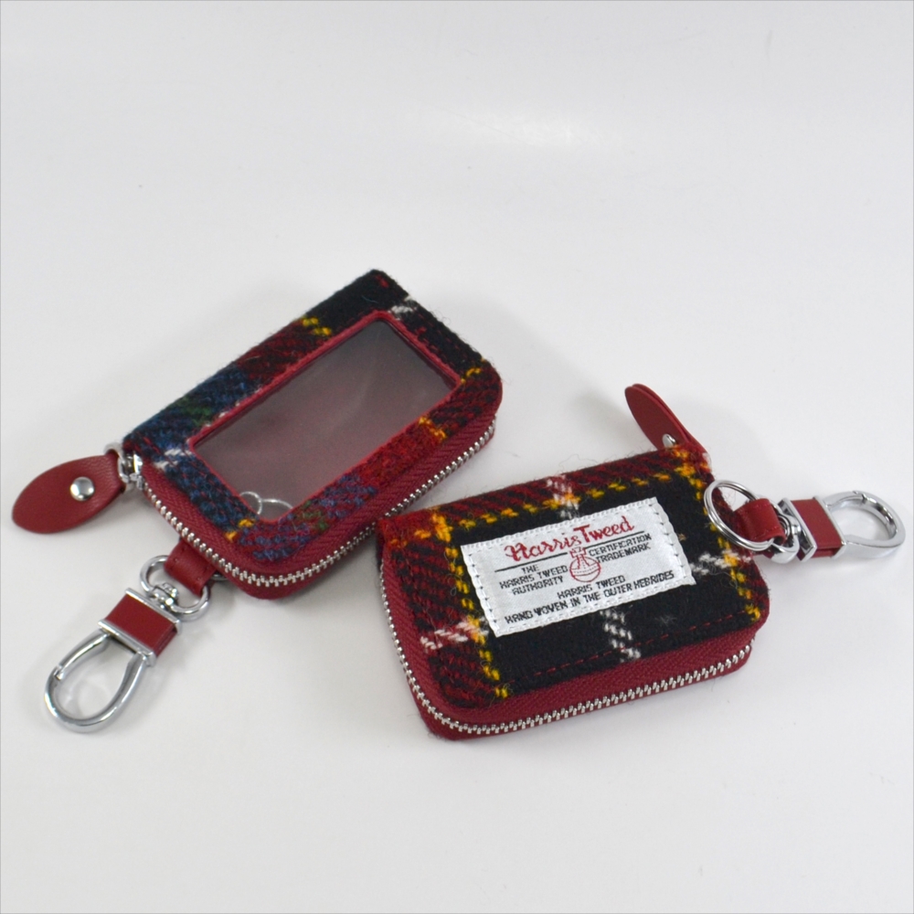 キーケース 窓付き チェック柄 スマートキーケース 固定スポンジ付き