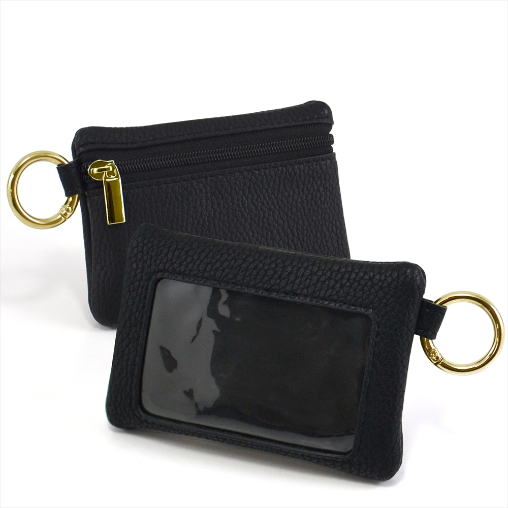 「もちもち様　確認用」キーチェーン付きキーケース パスケース 　ケース スマートキーケース クリア窓付き カード入れ くすみカラー バイカラー