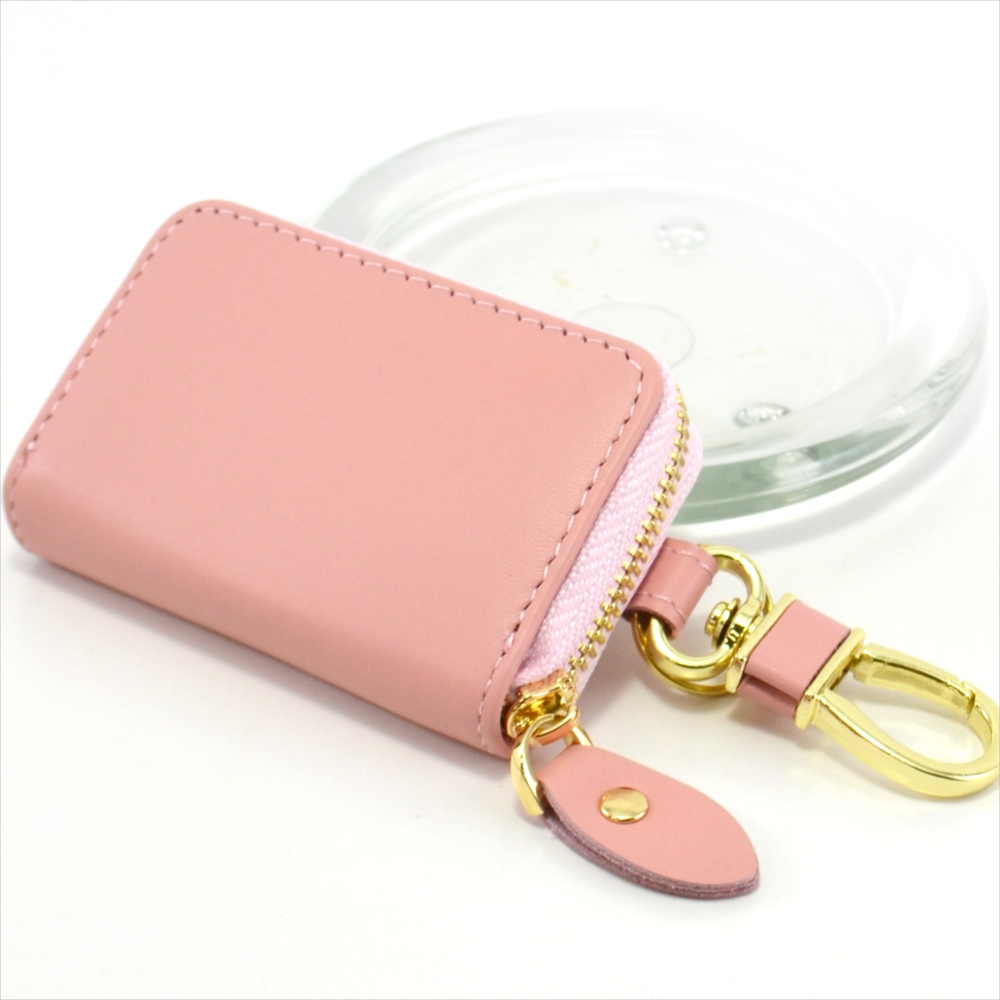 CELINE オレンジピンクレザー ベルトロゴ キーケース キーケース スマートキーケース 窓付き プレゼント レディース