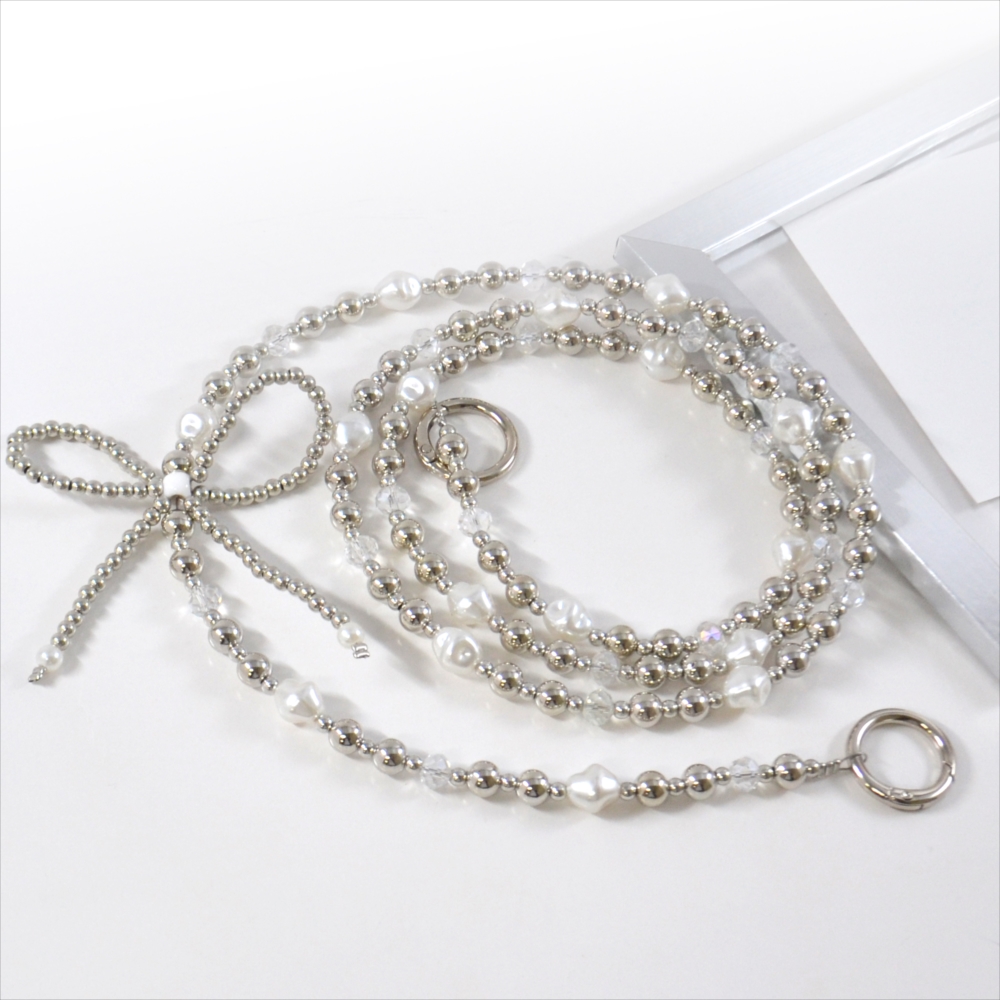 スマホショルダー パール リボン ショルダーストラップ ハンディファン