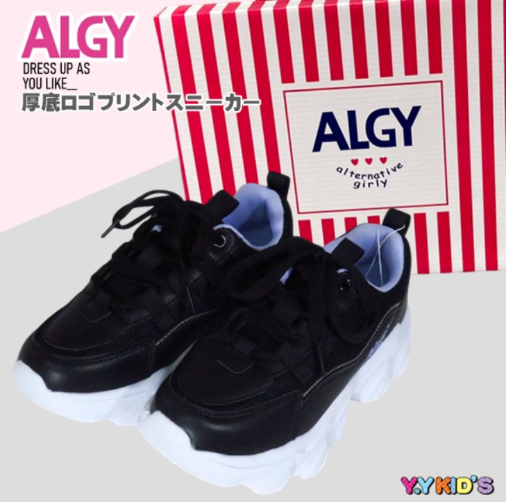 ALGY アルジー スニーカー 靴 2023 春物 21 22 23 24 厚底ロゴプリント