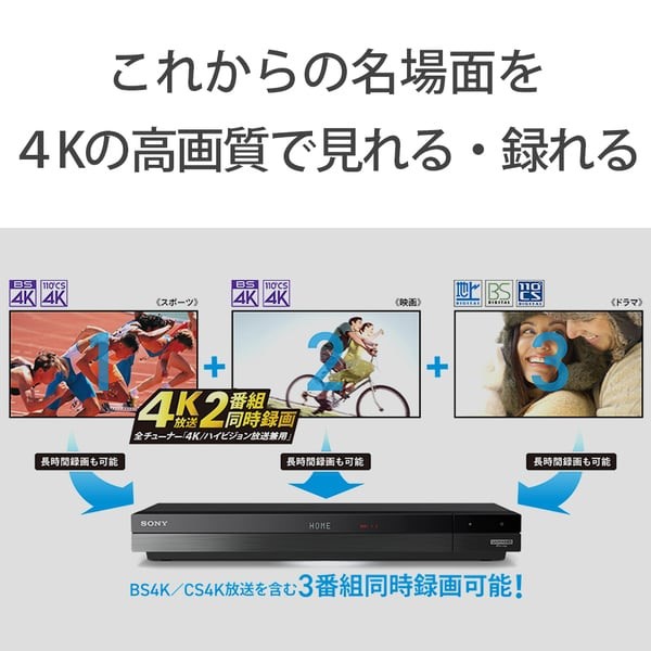 ソニー 4Kブルーレイレコーダー 4TB/3番組同時録 BDZ-FBT4100｜yz-office｜03