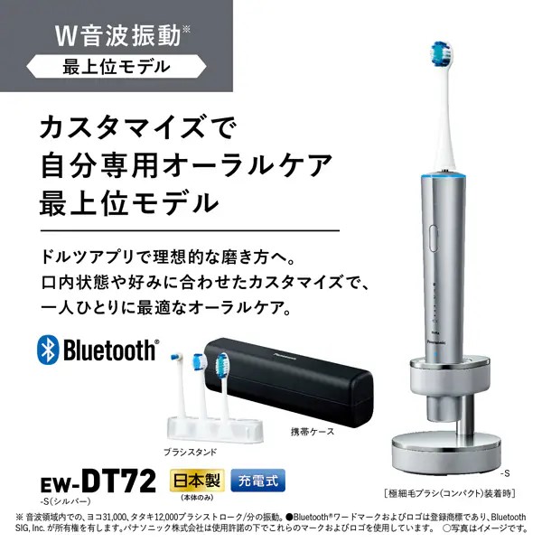 パナソニック W音波振動ハブラシ ドルツ EW-DT72-S シルバー Bluetooth搭載｜yz-office｜02