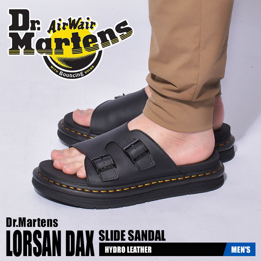 送料無料 ドクターマーチン サンダル メンズ ローザン ダックス スライドサンダル DR．MARTENS 25764001 ブラック 黒 オフィス  ぺたんこ