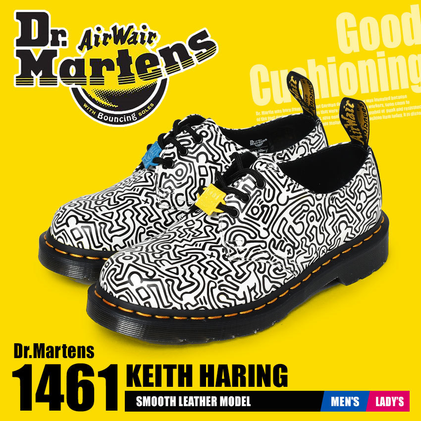 送料無料 ドクターマーチン 3ホール シューズ メンズ レディース 1461 KEITH HARING キースへリング コラボ DR．MARTENS  26833009 白 黒