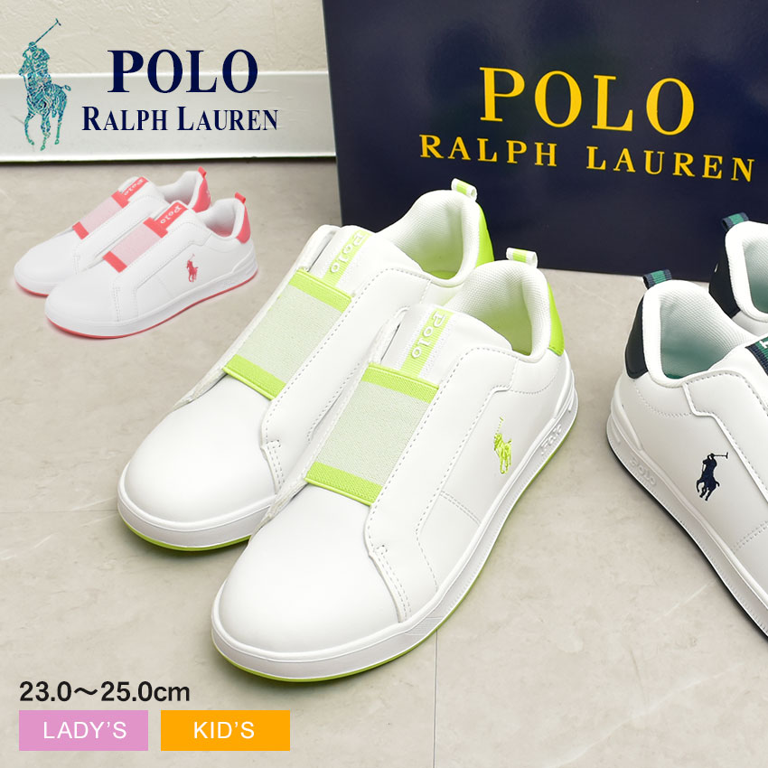 送料無料 ポロ ラルフローレン スニーカー レディース キッズ 子供 JR ヘリテージ コート 2 スリッポン POLO RALPH LAUREN  RF104111 紺