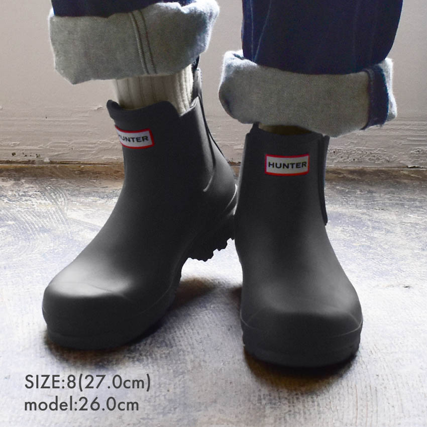HUNTER サイドゴア チェルシー レイン ブーツ 紺 ネイビー UK6 25 HUNTER（ハンター） レインブーツ メンズ オリジナル チェルシー
