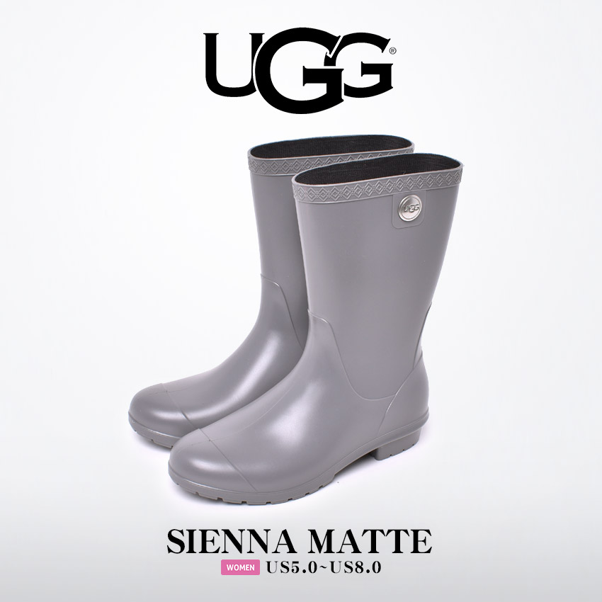 送料無料 アグ レインブーツ レディース シエナ マット UGG 1100510 青 長靴 ミドル丈 シンプル 雨具 台風対策