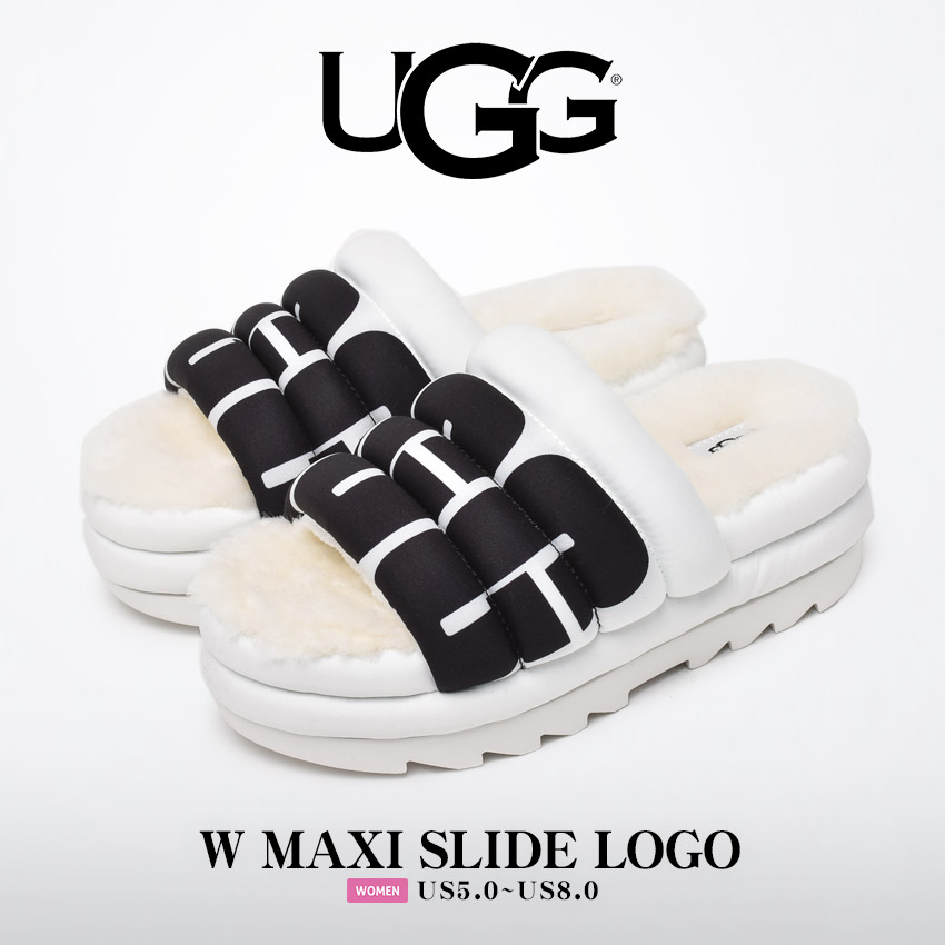 送料無料 アグ サンダル レディース マキシ スライド ロゴ UGG 1127067 ピンク 厚底 ブランド 靴