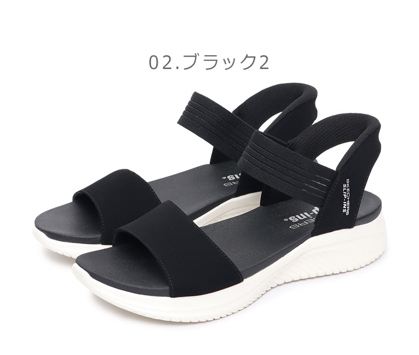 SKECHERS スポーツサンダル ブラック スケッチャーズ サンダル レディース スポーツサンダル 厚底 黒