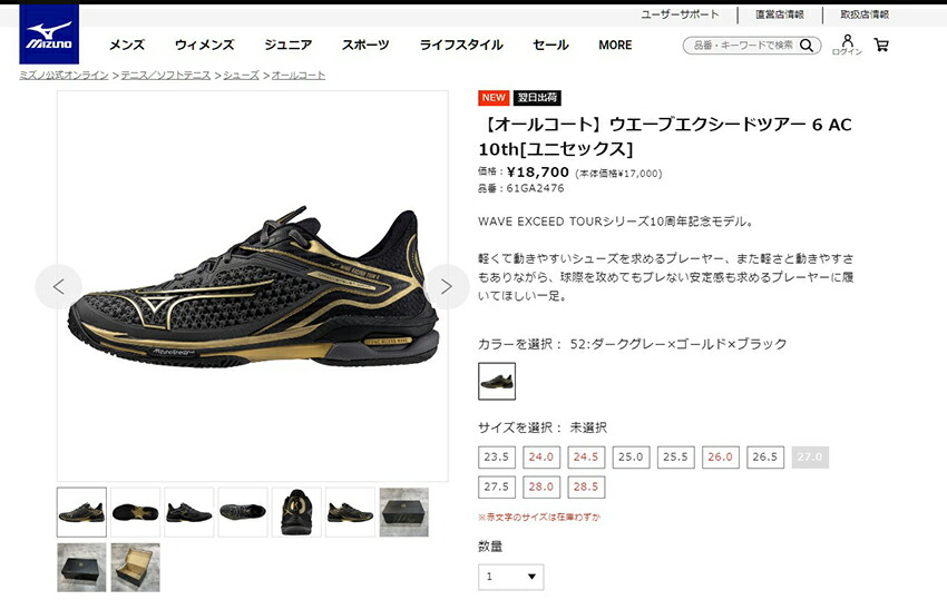 MIZUNO ミズノ テニスシューズ メンズ ウエーブエクシードツアー