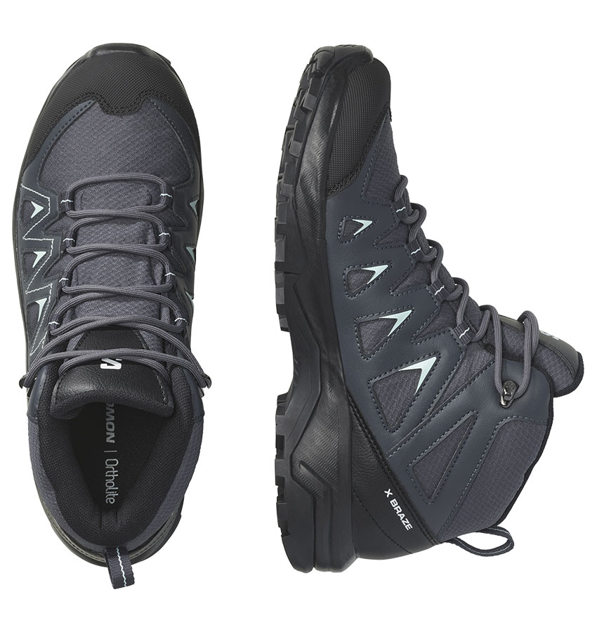 サロモン ハイキングブーツ レディース X BRAZE MID GORE-TEX SALOMON L47181100 L47181200 ブラック 黒  グレー 靴 シューズ