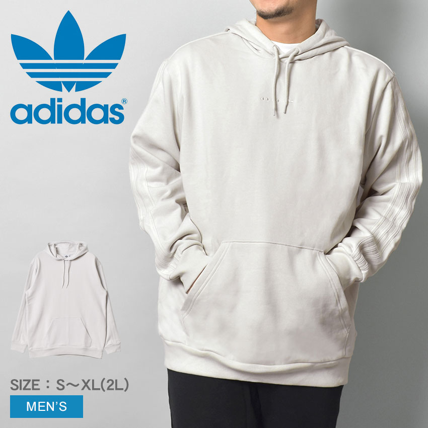 アディダス オリジナルス パーカー メンズ リビール ESS パーカー ADIDAS ORIGINALS HK2725 白 グレー フード 無地 秋