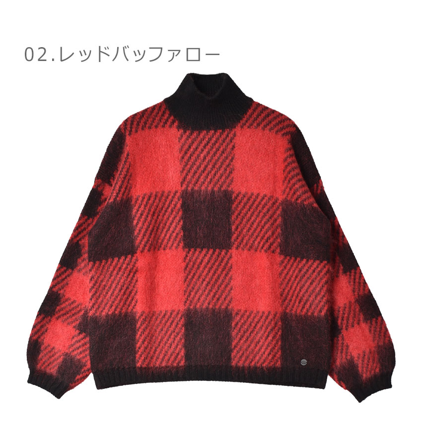 50時間限定SALE ウールリッチ ニット レディース バッファローチェックウールタートルネック WOOLRICH WWKN0245 ブラック 黒  レッド 赤 ブランド