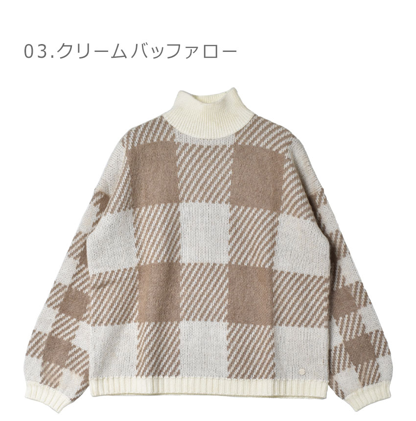 50時間限定SALE ウールリッチ ニット レディース バッファローチェックウールタートルネック WOOLRICH WWKN0245 ブラック 黒  レッド 赤 ブランド