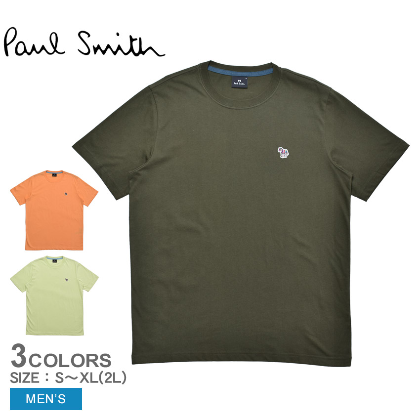 送料無料 ポール スミス 半袖Tシャツ メンズ SS REG FIT TSHIRT ZEBRA BADGE PAUL SMITH  M2R-011RZ-K20064 カーキ オレンジ ウエア 半袖 父の日