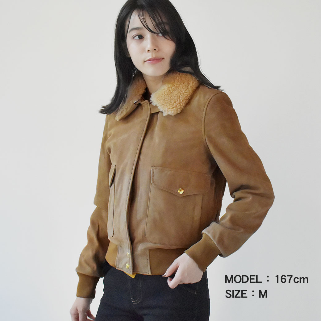 Aliy　schott シープスキンジャケット ベージュ Schott N.Y.C（ショット） ジャケット SCHOTT A-2 ゴート スウェード