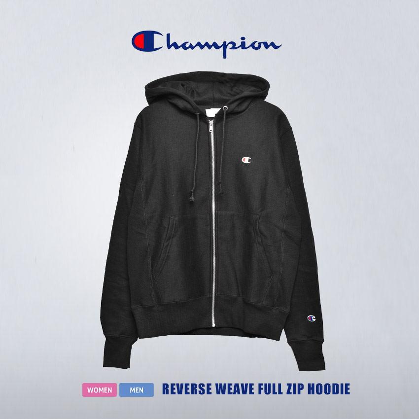 チャンピオン パーカー メンズ レディース リバース ウィーブ フルジップ フーディー 12oz CHAMPION GF-69 黒