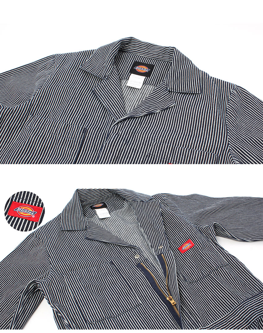 papas オーバーオール　メンズ　つなぎ　ネイビー　ストライプ　L オシャレ Dickies ディッキーズ つなぎ メンズ ヒッコリーストライプ